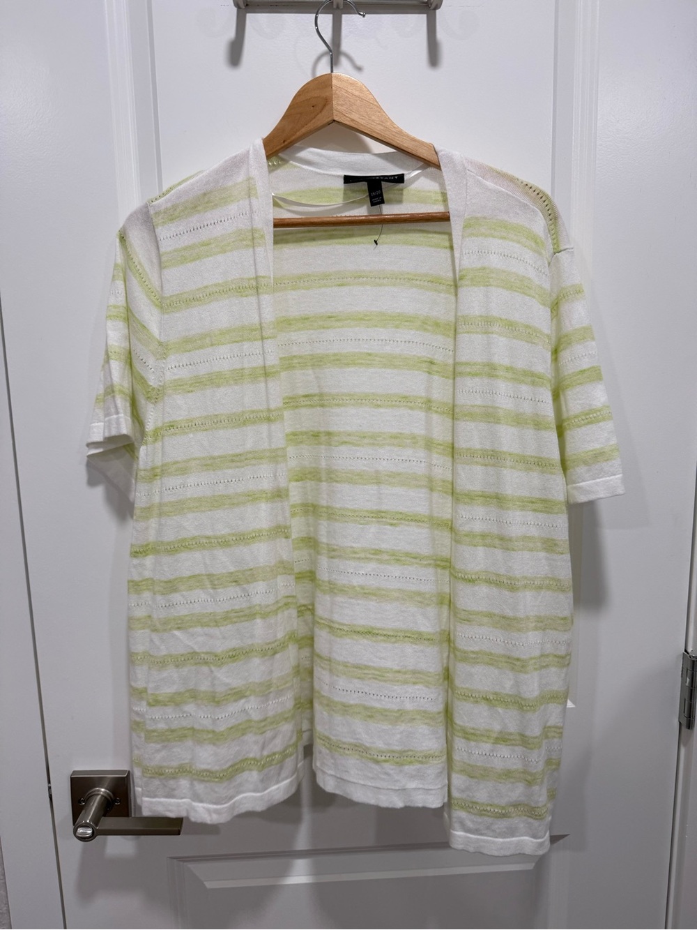 Lane Bryant Lightweight Striped Knit Cardigan  Green & White Size 18/20